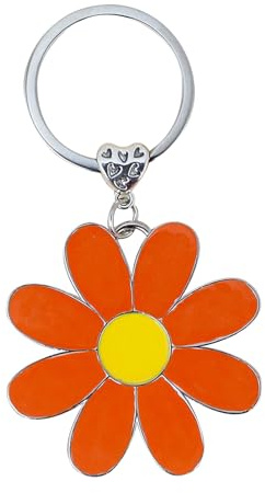 Gurfzcyuoo Cute Daisy Keychain, Enamel Bag Charm, Floral Charm for Purse Keys Metal Keyring Gift, Flower Pendant Key Holders, Bag Accessories, Travel Deco for Women Girls Flower Lovers