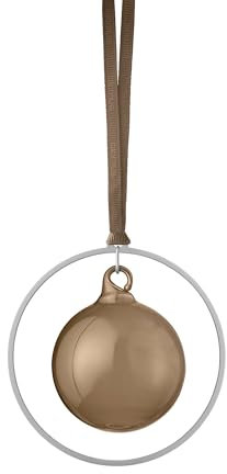 blomus Weihnachtsbaumkugeln 4er Set KITAI | Christbaumkugeln in Farbe Coffee | Ø 8 cm | Tannenbaumkugeln mit Ring aus Eisen in Silber | Christbaumschmuck mit Satinband