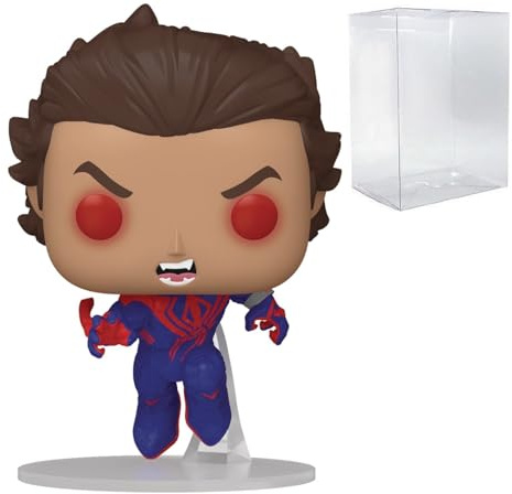 POP Marvel: Spider-Man: Across The Spider-Verse - Unmasked Spider- Man 2099 Funko Vinyl Figure (Bundled with Compatible Box Protector Case), Multicolor, 3.75 inches