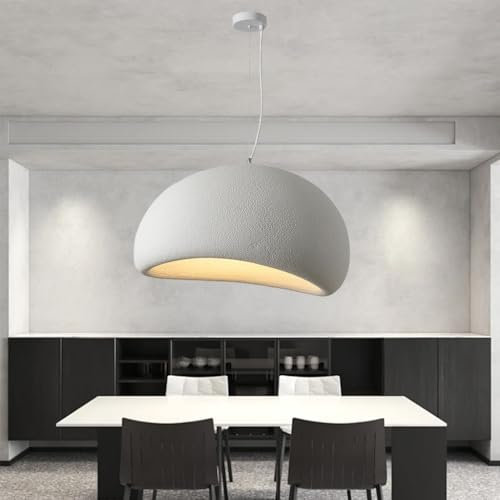 Pendelleuchte Esstisch Hängeleuchte Japanische Wabi-Sabi Stil E27 Weißer Polyethylen Höhenverstellbar Kronleuchter Modern Kreative Hängelampe Wohnzimmer Esszimmer Küche Leuchte Beleuchtung(A,60cm)