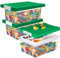 Greentainer Aufbewahrungsbox Spielzeug mit Deckel & AbnehmbaresTablett & Bauplatte,3er Spielzeug Box aus PP,Aufbewahrungskorb Kinder,Spielzeugkiste für Kinderzimmer Aufbewahrungsbehälter für Blöcke