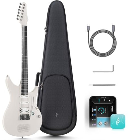 Enya E-Gitarre Inspire 39 Smart E-Gitarre aus Kohlefaser mit 15W Wireless Lautsprecher, 20 unterschiedlichen Klängen, eingebauten Presets, Ladekabel, Einstellschlüssel und Gitarrentasche