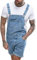 Runcati Salopette da uomo in cotone, jeans, pantaloni corti da lavoro, vestibilità larga, da uomo, in denim, con tasche, Blu, L