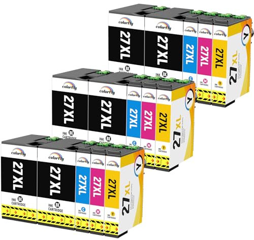colorfly 27XL Tintenpatronen kompatibel für 27 XL Multipack für Workforce WF-3620 WF-3640 WF-7710 WF-7720 WF-7620 WF-7610 WF-7715 WF-7110 WF-7210 (15 Pack)