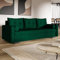 MOTIVENA Viena Sofagarnituren, 3 Sitzer Sofa mit Bettfunktion, Schlafsofa 215 cm Breit, Klappsofa mit Schlaffunktion, Bettsofa mit Schlaffunktion, Bonellfederkern (H4), Samt Sofa Grün (Dunkelgrün)