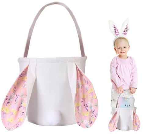-Leckerli-Korb, Hasen-Eier-Jagd-Tasche, wiederverwendbarer Osterkorb, robust und wiederverwendbar, geräumiges Design/einfach zu bedienen, 27 x 27 x 37 cm, für Süßigkeiten-Jagd-Partys