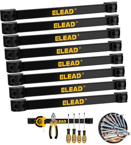 ELEAD Magnetischer Aufbewahrungs-Organizer, Werkzeughalter – 9-teiliges Wandhalterungsregal, Garagenorganisation, Power-Magnetaufhänger, Werkbank, Brett, Slatwall, Lieferwagen-Organizer, montierte