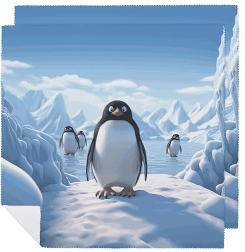 Pinguin-Antarktis-Eistuch-Servietten, Cocktail-Servietten, Abendessen, Tuch, Hochzeitsservietten, Party-Servietten, 2 Stück