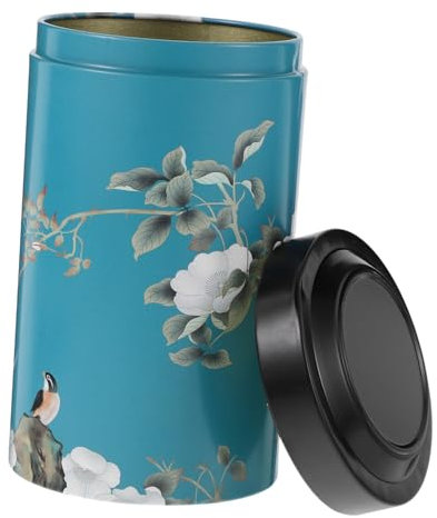 Homoyoyo Airtight Metal Tea Canister Tinplate Storage Jar with Lid for Loose Tea Beans and Snacks Capacity Food Storage Container for Kitchen Use
