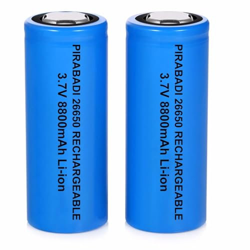 2 Batterie Ricaricabili 3.7V | Batteria 8800mAh | Dimensioni 26 x 65MM | Batteria ad Alta CAPACITÀ per Torcia Lampada Frontale LED TELECOMANDO Giocattolo Auto TELECOMANDATO RC Pannello