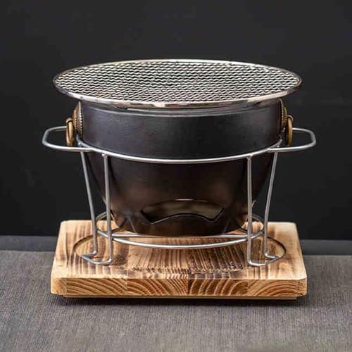 Holzkohleofen für den Innenbereich, Töpferei-Herd, Tisch-Feuerofen mit Grill und Metallgitter zum Kochen von Tee