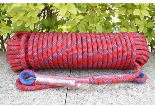 Bluoa Rock Climbig Rope Outdoor Static Climbig Seil 18mm High Stregth Sicherheitsseil Hikig Baumklettern Abseilen Seil Feuerwehr Seil, Red, 18mm x 180m