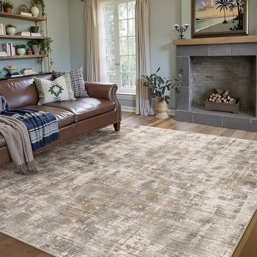PureCozy Braun Teppich Wohnzimmer 200x300cm Waschbar Kurzflor | Waschbar Boho Teppich,Rutschfest, Weich, Kurzflorig, für Wohnzimmerteppich,Schlafzimmer,Esszimmer,Büro,Kinderzimmer