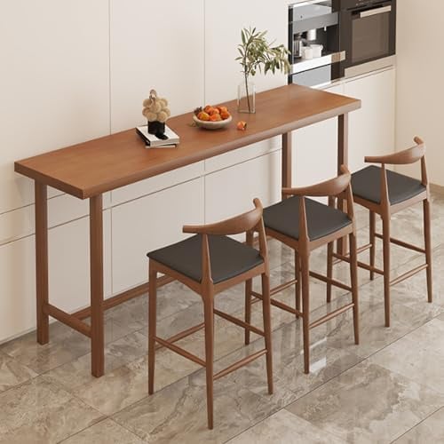 Mesa de desayuno larga para la cocina de madera maciza. Mesa de bar industrial para comedor. Mesa de bar estrecha para pubs y terrazas. Mesa de comedor en altura de mostrador para la cocina. Sin silla