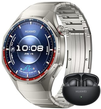 HUAWEI WATCH GT 6 Pro 46mm Titanium + FreeBuds 6i Black, 1.47''AMOLED Touchscreen, up to 21 days battery life, Pro-level Cycling, 100+ Sports Mode, iOS & Android, ECG Analysis