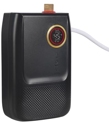 Elektrischer Durchlauferhitzer 5500W mit Fernbedienung, Untertisch Warmwasserbereiter für Küche - Temperaturregelung 30-55°C, IPX4 Schutz, Kompakt & Energieeffizient (Schwarz)