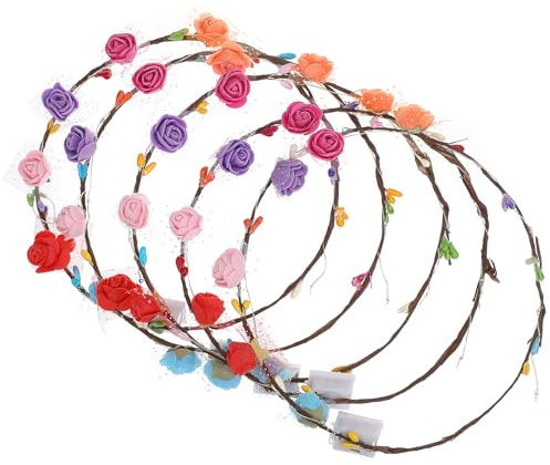Housoutil 5 Stück-Pack LED Kopfschmuck mit Leuchtenden Blumen Komfortables und Sicheres Stirnband Papier und Elektronik für Kostümpartys und Hochzeiten für Kinder