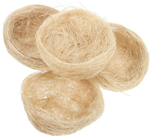 Abaodam Nido Artesanal de Yute para Pájaros, 4 Piezas de Malla Gruesa | Apto para Palomas y Periquitos, Uso Exterior y Decoración de Jardín, Aspecto Natural Tejido a Mano