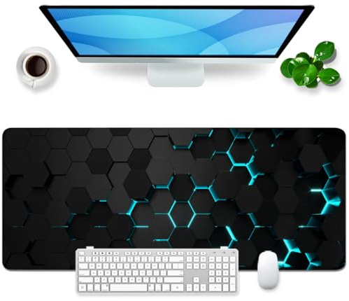 Tappetino per mouse Nero XL Gaming Mousepad Tema Science Fiction Desk Pad Grande Desk Mat Accessori per ufficio Sottomano 80x30cm (Nero)