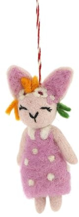 Globo Anhänger Hase Mädchen (1 Stück/Mind. 12cm), Filz, Nepal Ostern-Deko - Anhänger (Hasenmädchen rosa/pink)