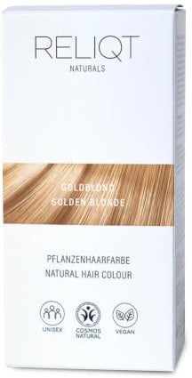 RELIQT Naturals - Pflanzenhaarfarbe Pulver Goldblond 100% natürlich & permanent 100 g – Haarfarbe für gründliche Grauhaarabdeckung & gesunden Glanz – Naturkosmetik Haarfärbemittel zusatzstofffrei