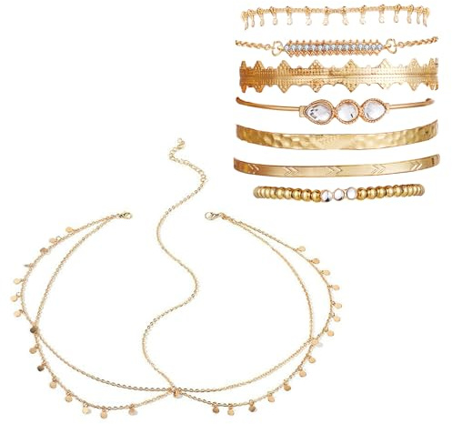TENGWA Guld bohemisk huvudkedja häxa huvudsmycken justerbart armband gyllene manschett handled 16–18 cm brudhuvudsmycke perfekt för bröllop, bal, karneval och fester