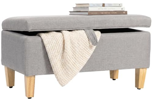 HOMCOM Sitzbank mit Stauraum aufklappbarer Deckel 71x37x36 cm Hellgrau