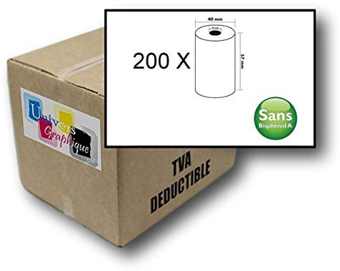 200 Bobines Carte Bancaire Thermique TPE | 57x40x12m | Sans Bisphénol A
