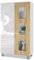 Vladon Vitrine Denjo, Made in Germany, Standvitrine mit 2 Türen und 3 Glaseinsätzen, Weiß matt/Weiß Hochglanz/Eiche Natur (71 x 129 x 35 cm)