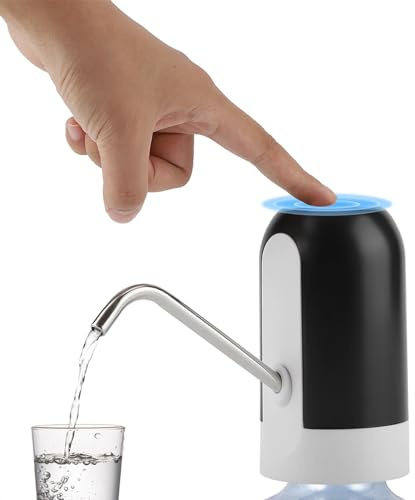 Dispensador de Agua - Bomba de Agua embotellada con luz LED portátil Dispensador Recargable USB for Oficina doméstica (Negro)
