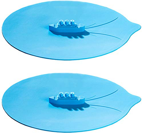 HAC24 2er Set Überkochschutz Silikon Blau Spritzschutz Überlaufschutz ø26cm Überkochstopp Kochtopf Überkoch Schutz Überkochdeckel