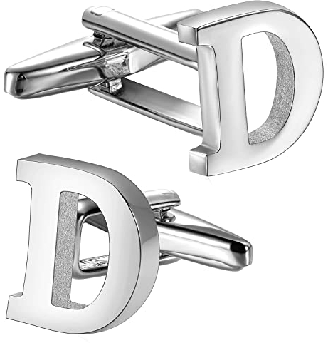 HAWSON Manschettenknöpfe mit Buchstaben A-Z, Großbuchstaben, versilbert/goldfarben, als formelles Geschäftsgeschenk für die Ehe mit einem Smokinghemd, Metall