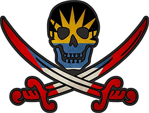 Akachafactory Sticker Aufkleber Pirat Piraten Jack Rackham Calico Flagge Fahne BDS Antigua Barbuda