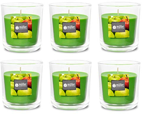 Duft-Kerzenglas 65/70 mm Set 6 Stk. Duftglas Duftkerze Duftkerzen-Glas Teelichter Duftlichter Juicy Appel