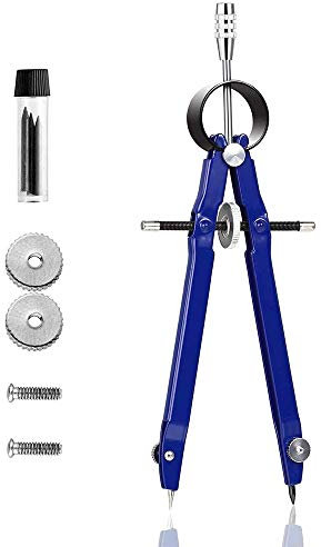 Drawing Compass, 1pc Professional Compass Maths Metal Drafting Compass with Lock&Extra Lead Refills, Blue Bow Geometry Compass Set for Technical Drawing Accessories & School Supplies-Makes 24cm Circle