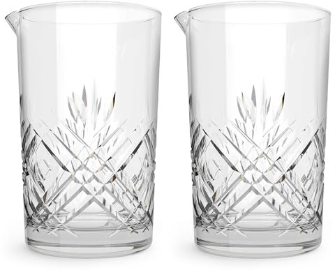 Jucoan 2 Pack 24oz/750ml Crystal Cocktail Mixing Glass, Thick Weighted Bottom Cocktail Stirring Glass Mixing Pitcher for Bar, Bartender's Accessories Tool