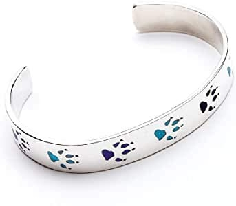SILVERFOX Indianerschmuck Armreif Chip Inlay Türkis Lapis Wolfstatze Westernschmuck Armband Indianerarmreif