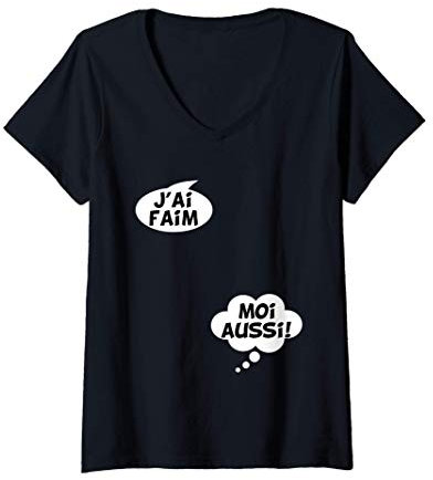 Femme Cadeau Femme Enceinte Humour Grossesse Futur Bébé Drôle T-Shirt avec Col en V