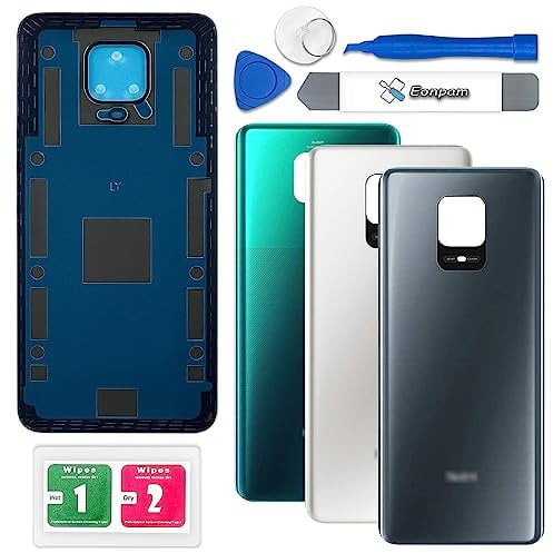 Eonpam Back Cover Glass for Xiaomi Redmi Note 9 Pro Rear Glass Replacement with Repair Kit Genuine Rear Housing (Interstellar Gray)
