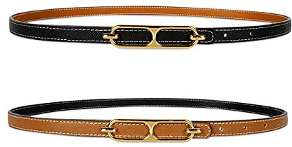 LumiSyne Damen Ledergürtel Wendegürtel Zweifarbig Dünner Gürtel Dornschließe Einstellbar Gürtel Dekorativen Gürtel Für Jeans Hosen Mantel Kleider, Einheitsgröße, Doppelring Schwarz Braun