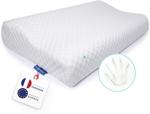 Lazy Bear Home | Oreiller Ergonomique Cervical Oreiller Memoire Forme | Coussin Cervical 60x35x9/11 cm | Soulage Douleurs Cervicales | Coussin Orthopédique | Marque FR | Fabriqué en Europe