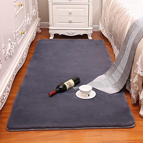 Hochflor Teppich Wohnzimmerteppich Langflor - Teppiche Für Wohnzimmer Flauschig Shaggy Schlafzimmer Bettvorleger Carpet,Dark gray,50 x 80 cm