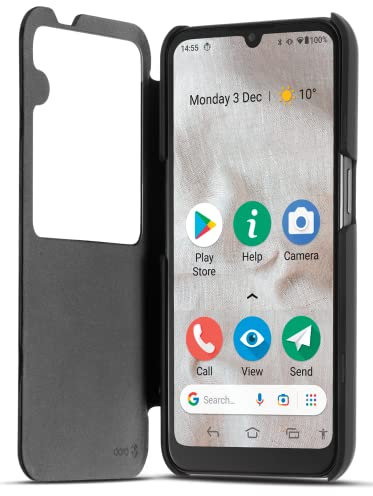 Doro - Housse de Protection Smart avec Fenêtre de Visualisation et Fonction on/Off - Compatible 8100/8200 /8220 - Plus de Protection - Matière Facile à Nettoyer - Produit Officiel Noir
