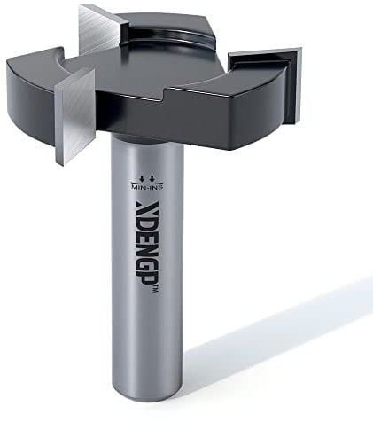 XDENGP CNC Spoilboard Surfacing Planer Router Bit 1/2 Inch Shank, 2 Inch Cutting Diameter, Slab Flattening Bottom Cleaning Wood Planing Leveling Router Face Mill Carbide Tipped Bit ( 3 Wings )