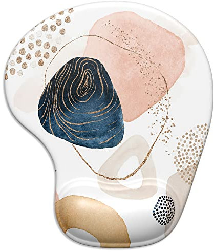 ITNRSIIET Mouse Pad, Ergonomic Mouse Pad with Gel Wrist Rest Support, Gaming Mouse Pad with Lycra Cloth, Non-Slip PU Base for Computer, Laptop, PC, Home, Office & Travel, Aesthetic Boho