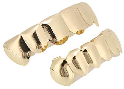 Hip Hop Silber Gold Grills, Hip Hop Zahnschmuck für Ihre Zähne Oben und Unten, Gold Silber Zähne für Männer Frauen, Punk mit Polierten Zähnen, Rapper Kostüm Zähne Schmuck