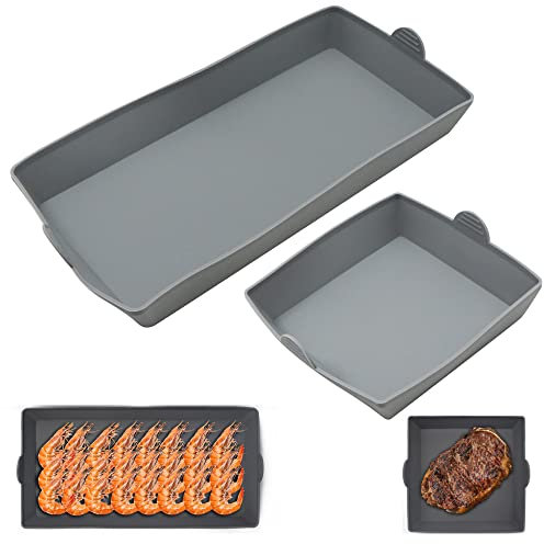 gexuamz Reposteria Moldes Tartas Horno - 2 Piezas Cocina Hornear Silicona Rectangular Flexible Antiadherente Pan Rectangulares Forma Rustidera PreparacióN SimultáNea Varios Alimentos (Gris)