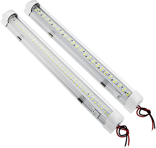Hsthe Sea Tira de Luces LED para Interior de 2 uds., iluminación Interior, 72 LED, 12 V, Tira de luz Blanca con Interruptor de Encendido/Apagado para Coche, Autocaravana camión Armario de Cocina