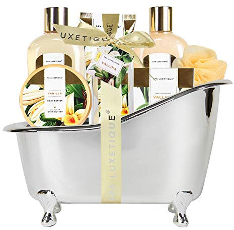 Spa Luxetique 8pcs Coffret pour Femmes à la Vanille Comprend la Lotion pour le Corps, les Bombes et Sels de Bain, Cadeau de Noël et d’Anniversaire