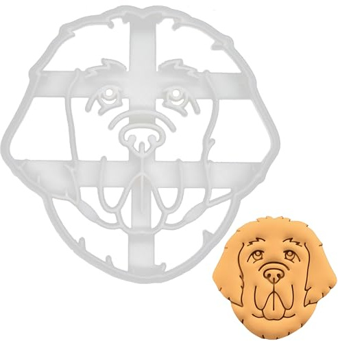 BAKERLOGY Newfoundland Dog Face Cookie Cutter - Detailed Biscuit Cutter Design for Baking and Crafts, Ideal on Fondant, Dough, Clay